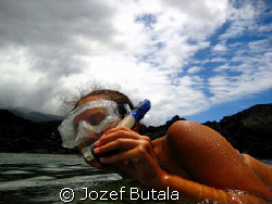 Time to breathe!!! snorkeler at La Perouse Bay,Maui,Canon... by Jozef Butala 